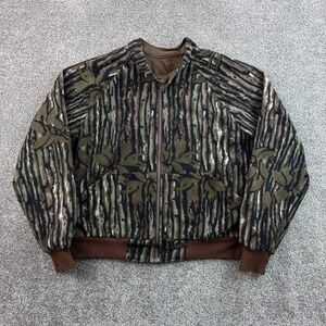 Vintage Fieldline Camo Jacket Mens XL Brown‎ Tree Bark Camo Reversible Fleece